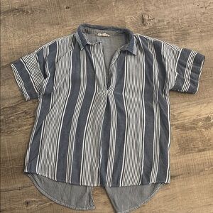 Mystree Blue and White Striped Blouse